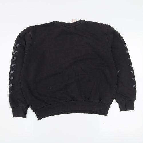 adidas Girls Black 13-14 Years Pullover Sweatshirt with Logo Detailing