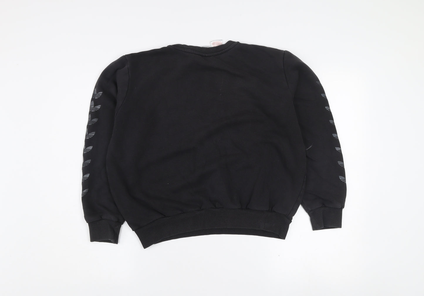 adidas Girls Black 13-14 Years Pullover Sweatshirt with Logo Detailing