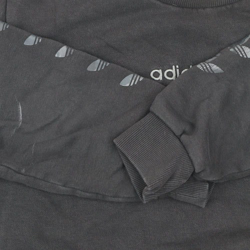 adidas Girls Black 13-14 Years Pullover Sweatshirt with Logo Detailing