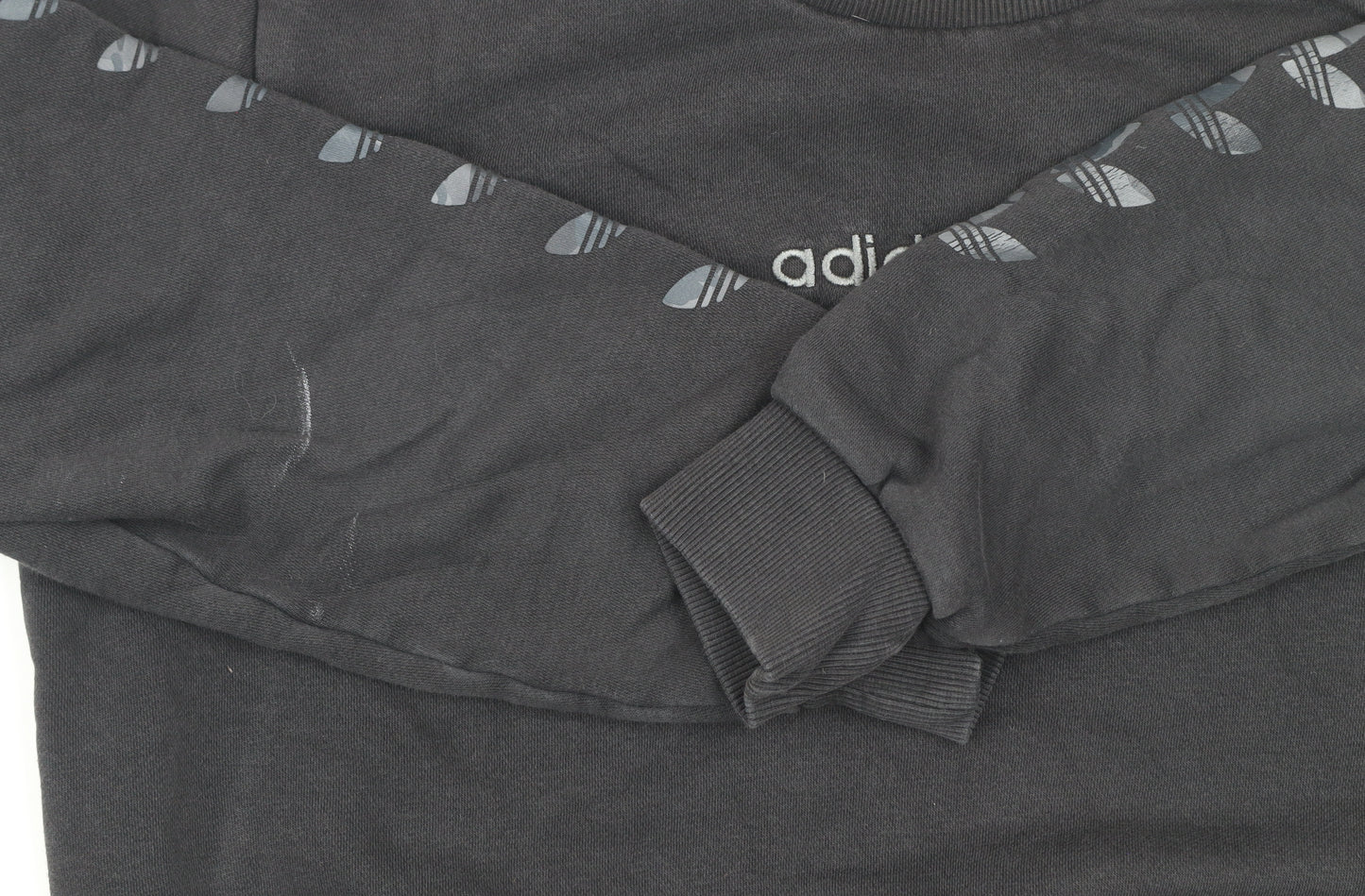 adidas Girls Black 13-14 Years Pullover Sweatshirt with Logo Detailing