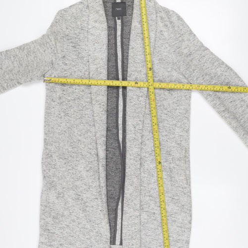 Next Women Grey Long Sleeve Open Knit Cardigan Size 10