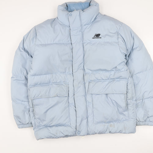 New Balance Women Blue L Puffer Jacket Winter Insulated Coat