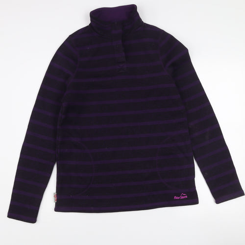 Peter Storm Womens Purple Stripe Size 14 1/2 Zip Fleece Sweatshirt