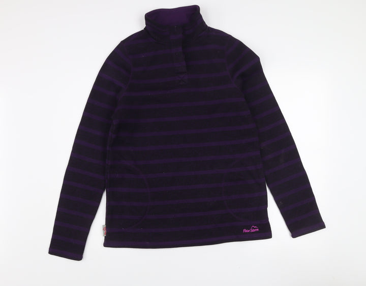 Peter Storm Womens Purple Stripe Size 14 1/2 Zip Fleece Sweatshirt