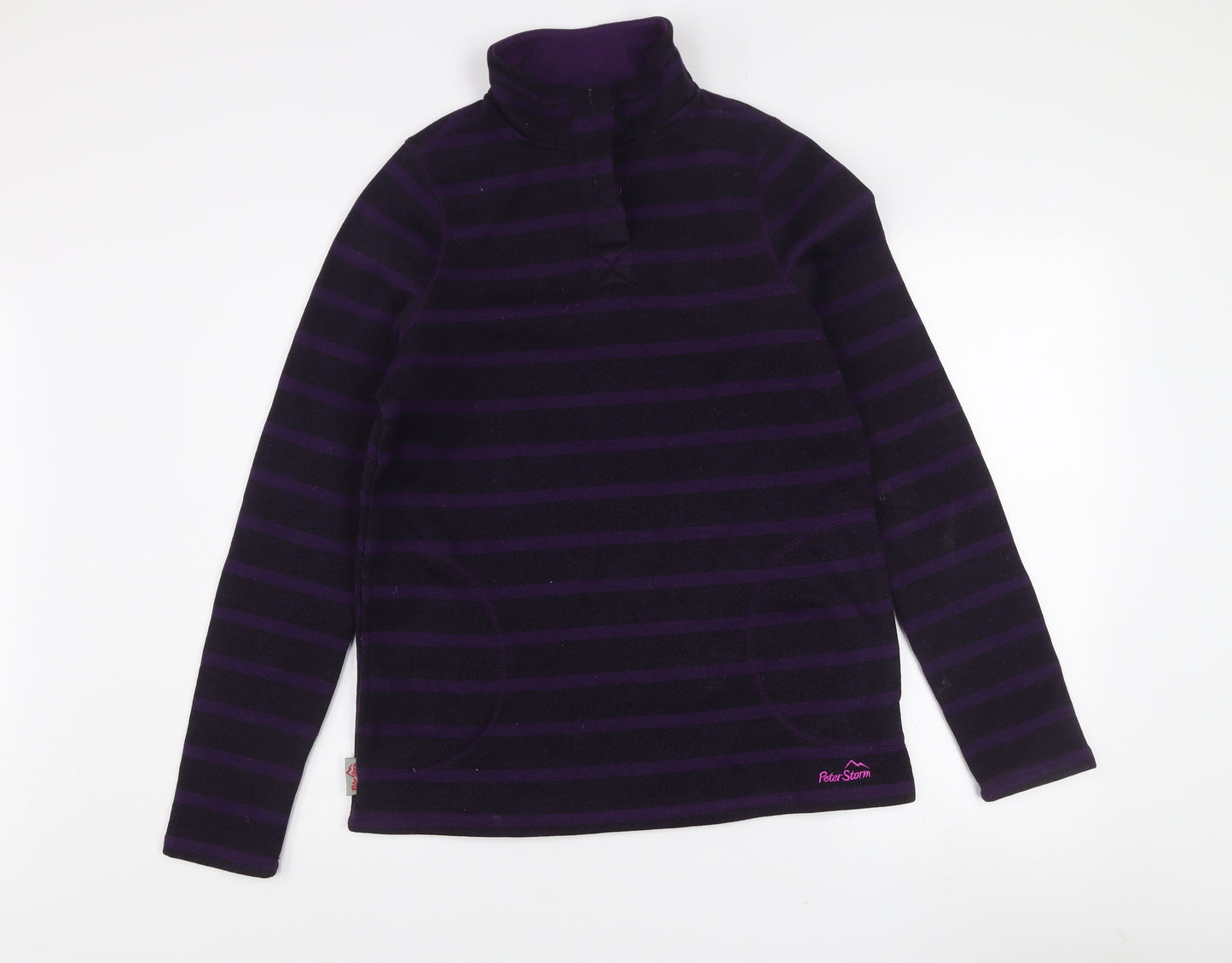 Peter Storm Womens Purple Stripe Size 14 1/2 Zip Fleece Sweatshirt