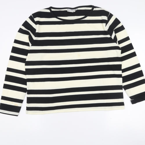 JANIQUE Women’s Black White Striped Long Sleeve T-Shirt Size 16