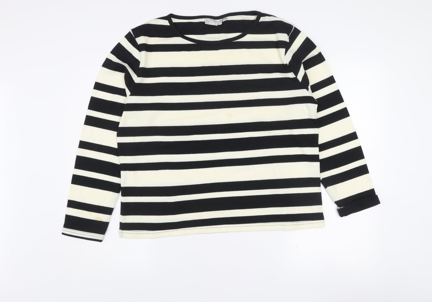 JANIQUE Women’s Black White Striped Long Sleeve T-Shirt Size 16