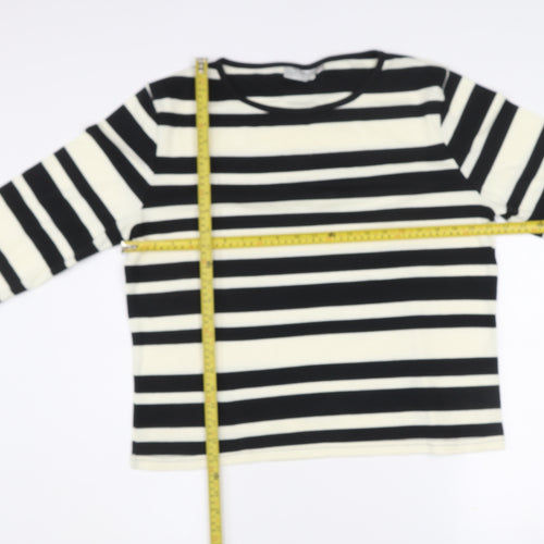JANIQUE Women’s Black White Striped Long Sleeve T-Shirt Size 16