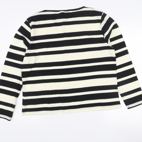 JANIQUE Women’s Black White Striped Long Sleeve T-Shirt Size 16