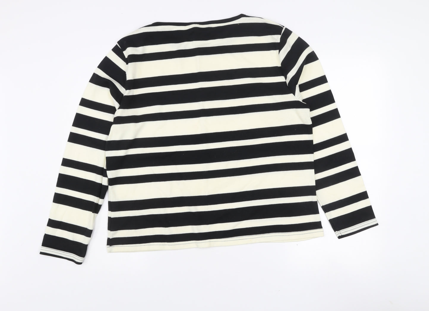 JANIQUE Women’s Black White Striped Long Sleeve T-Shirt Size 16