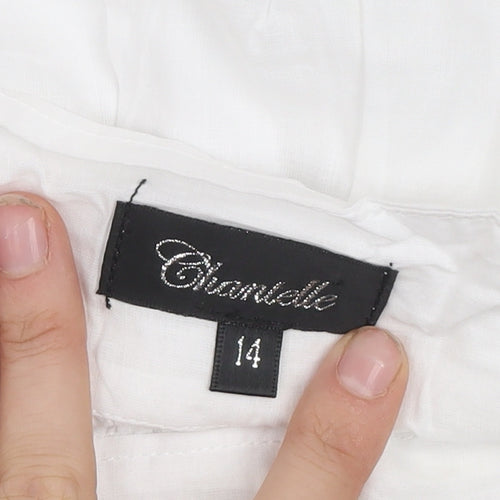 Chanelle Women's White Embroidered Cotton A-Line Knee Length Skirt Size 14