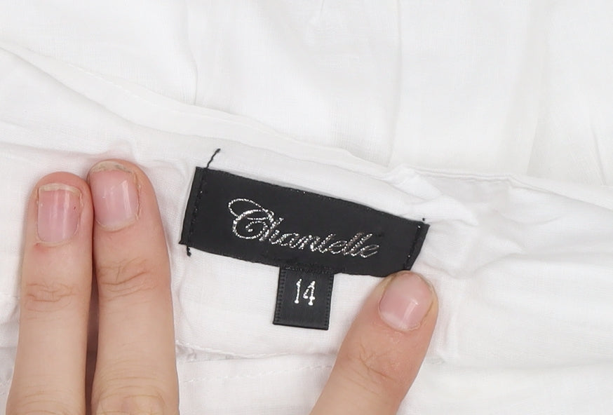 Chanelle Women's White Embroidered Cotton A-Line Knee Length Skirt Size 14