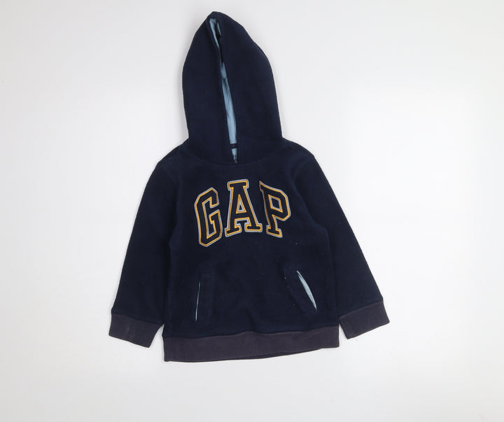 BabyGap Boys Navy Blue Pullover Hoodie Fleece 5 Years Athletic Dept Logo