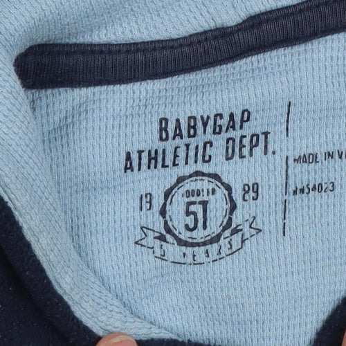 BabyGap Boys Navy Blue Pullover Hoodie Fleece 5 Years Athletic Dept Logo