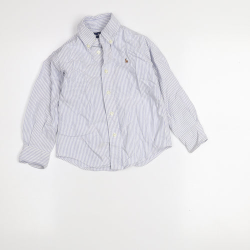 Ralph Lauren Boys Blue Striped Button-Up Long Sleeve Cotton Shirt 2 Years
