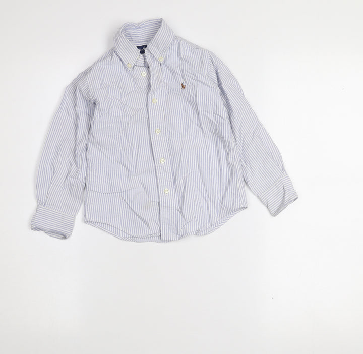 Ralph Lauren Boys Blue Striped Button-Up Long Sleeve Cotton Shirt 2 Years