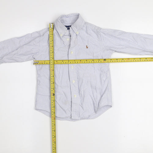 Ralph Lauren Boys Blue Striped Button-Up Long Sleeve Cotton Shirt 2 Years