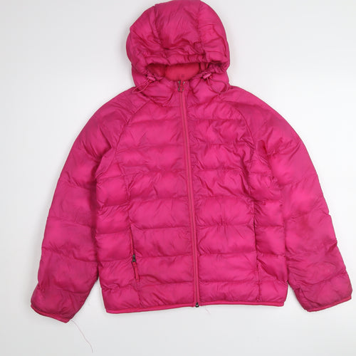 32 Degrees Girls Pink Hooded Puffer Jacket 9-10 Years Winter Coat Quilted