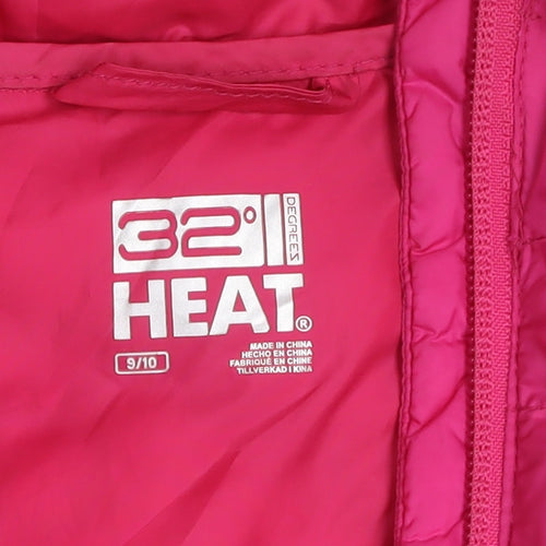 32 Degrees Girls Pink Hooded Puffer Jacket 9-10 Years Winter Coat Quilted