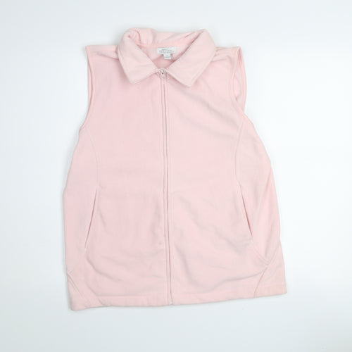 Great Northwest Womens Pink Fleece Waistcoat M Full Zip Pockets Casual