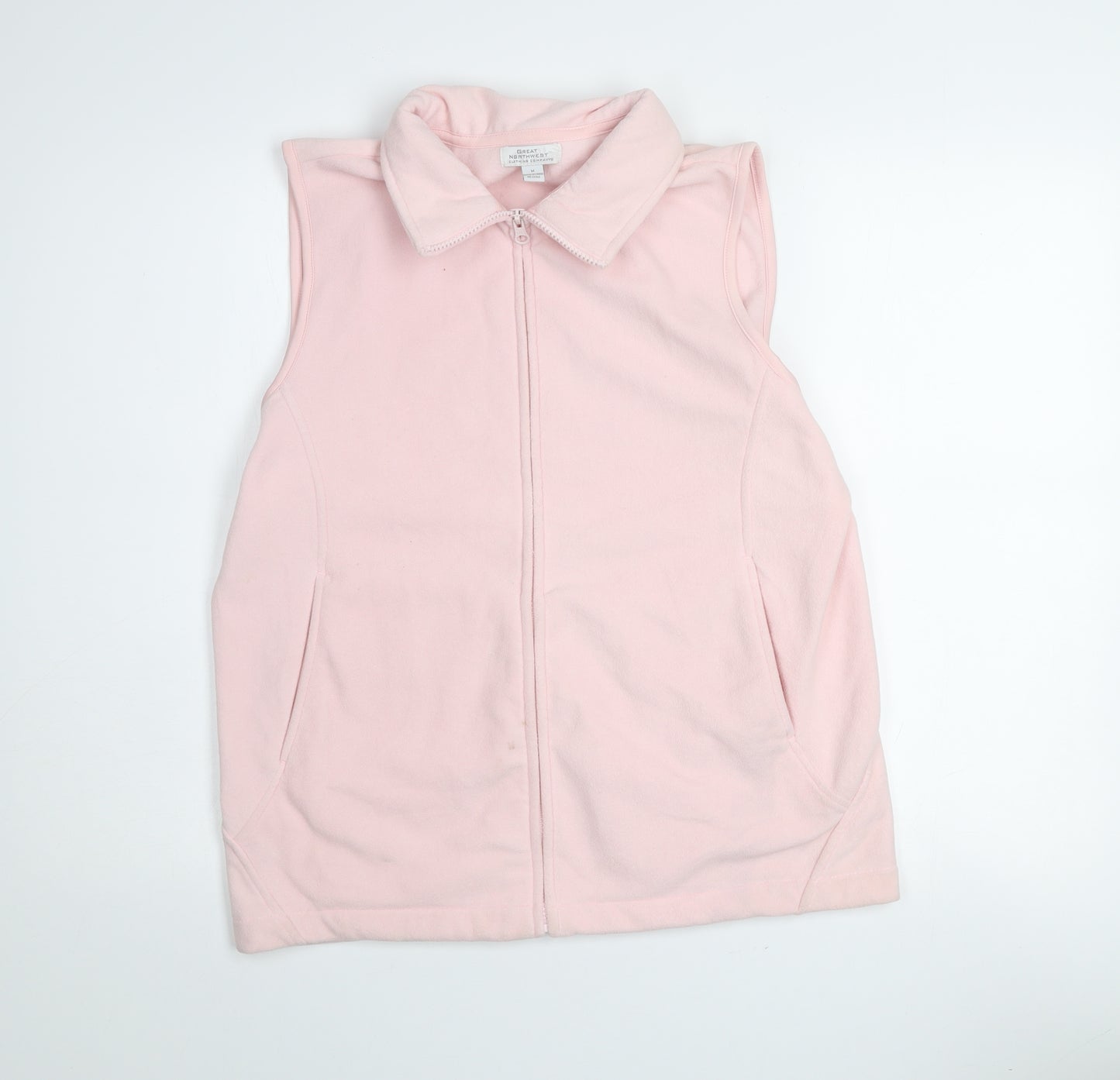 Great Northwest Womens Pink Fleece Waistcoat M Full Zip Pockets Casual