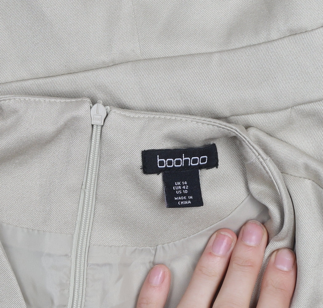 Boohoo Women's Beige Sleeveless V-Neck Playsuit Size 14