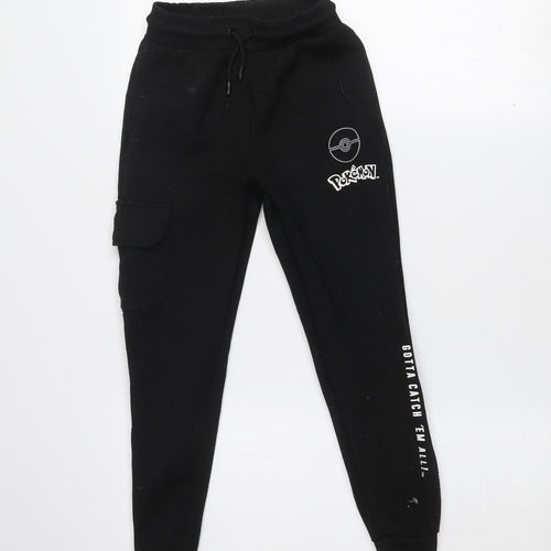 Pokémon Boys Black Jogger Sweatpants 9-10 Years Elastic Waist Tapered Fit