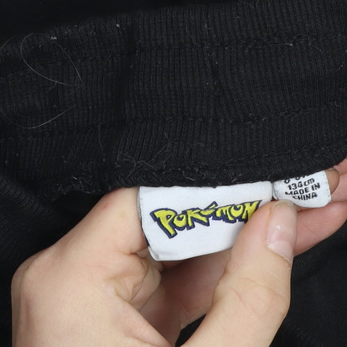 Pokémon Boys Black Jogger Sweatpants 9-10 Years Elastic Waist Tapered Fit