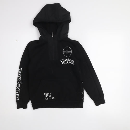 Pokémon Boys Black Charizard Half Zip Hoodie 8-9 Years 1/2 Zip Graphic Print