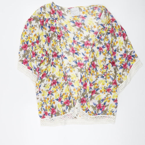 Zara Women Multicoloured Floral Lace Trim Cover Up Size 12