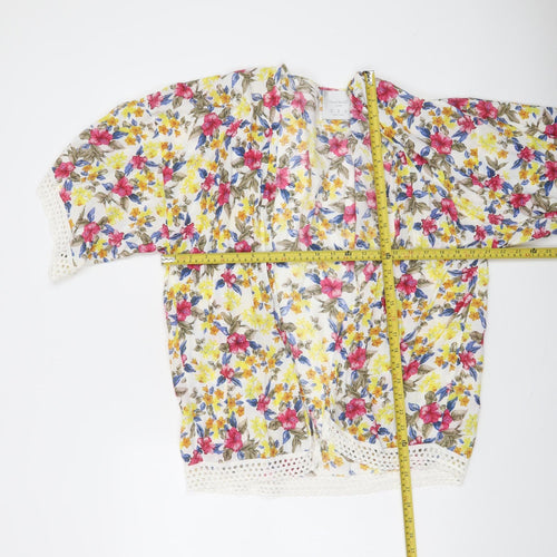 Zara Women Multicoloured Floral Lace Trim Cover Up Size 12