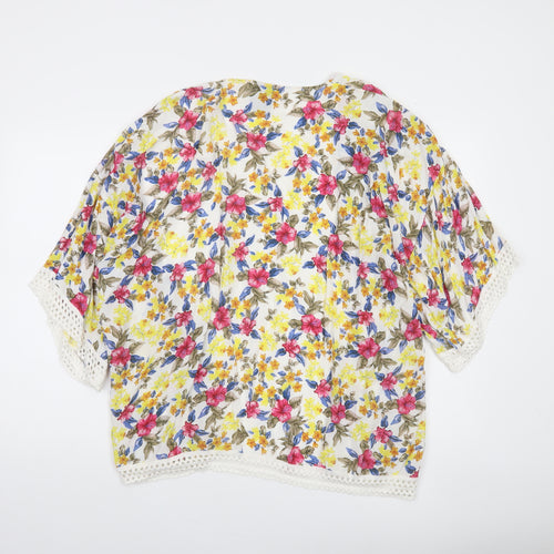 Zara Women Multicoloured Floral Lace Trim Cover Up Size 12