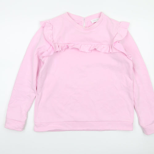 Savida Women Pink Ruffle Long Sleeve Pullover Sweatshirt M