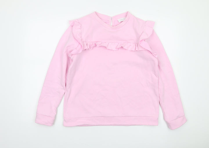 Savida Women Pink Ruffle Long Sleeve Pullover Sweatshirt M