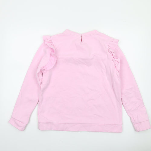 Savida Women Pink Ruffle Long Sleeve Pullover Sweatshirt M