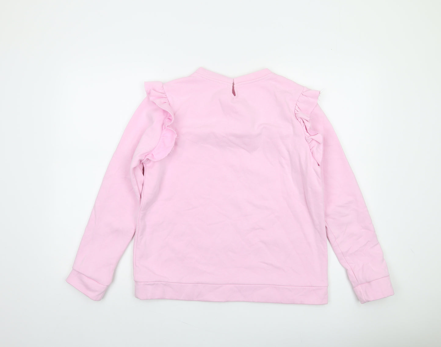 Savida Women Pink Ruffle Long Sleeve Pullover Sweatshirt M