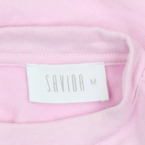 Savida Women Pink Ruffle Long Sleeve Pullover Sweatshirt M
