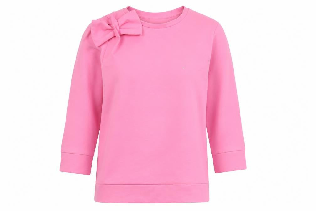 Front view of Savida Pink Bow Pullover Sweatshirt Medium women’s casual