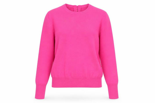 Front view of Savida Women's Pink Crew Neck Long Sleeve Jumper, size 10