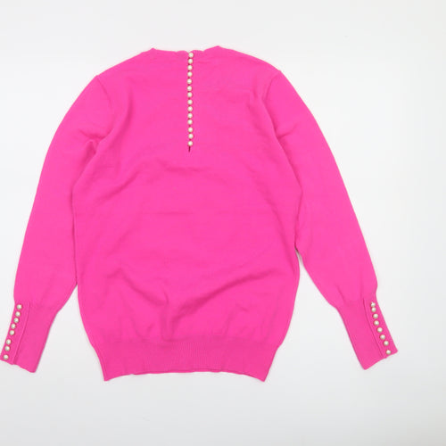 Savida Women's Pink Crew Neck Long Sleeve Jumper Size 10