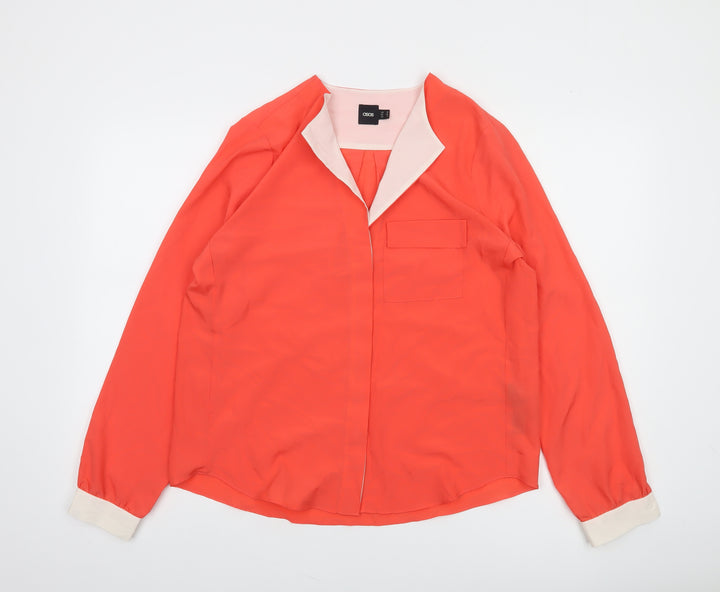 ASOS Women's Orange Long Sleeve Blouse Size 12 Polyester Casual Top