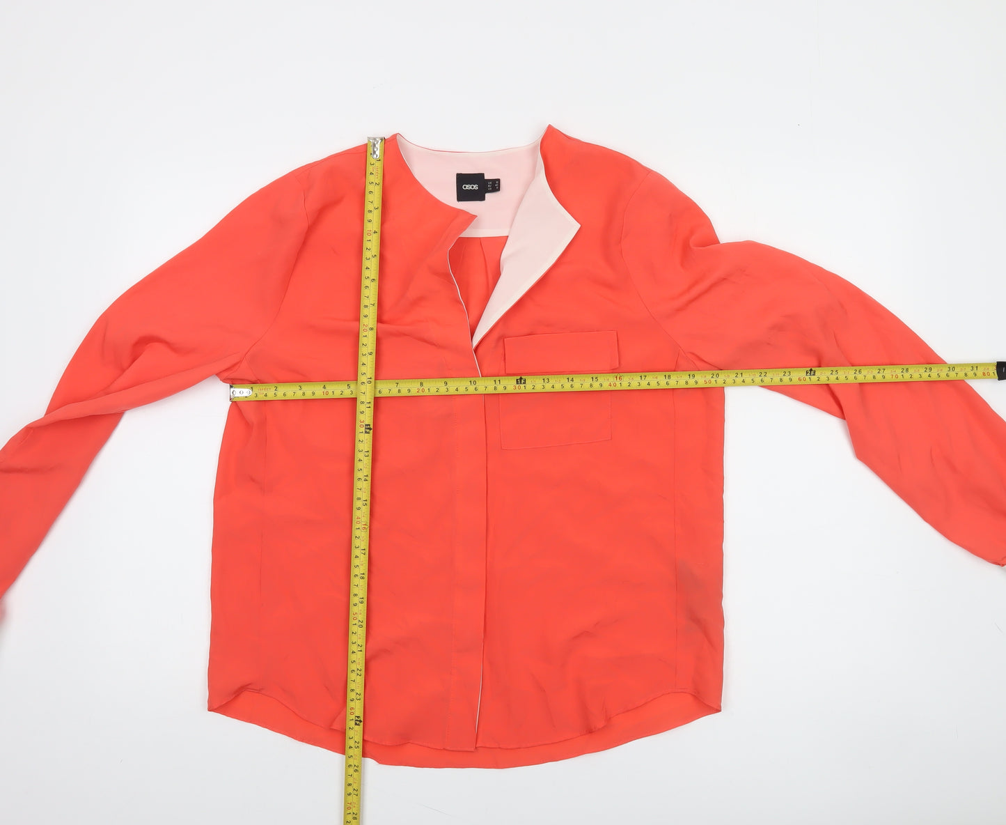 ASOS Women's Orange Long Sleeve Blouse Size 12 Polyester Casual Top