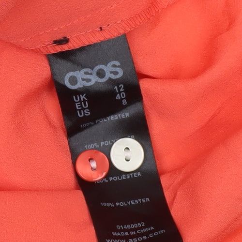 ASOS Women's Orange Long Sleeve Blouse Size 12 Polyester Casual Top