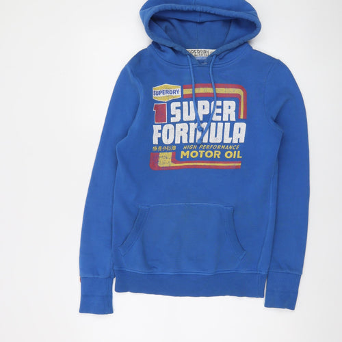 Superdry Blue Women's Small Pullover Hoodie Graphic Print