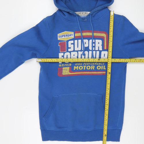 Superdry Blue Women's Small Pullover Hoodie Graphic Print