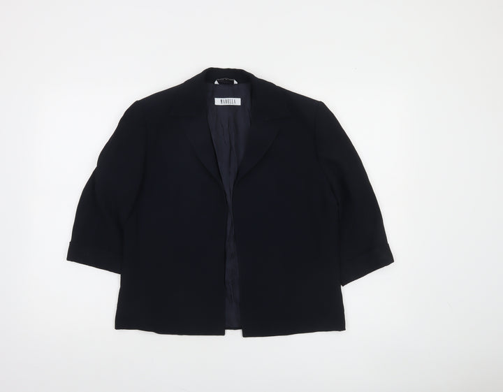 Marella Women's Black Regular Fit 3/4 Sleeve Lined Blazer Jacket UK 12