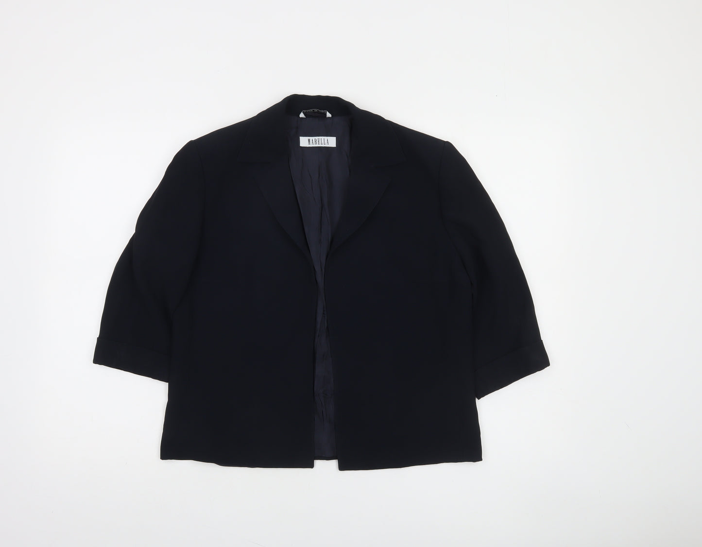 Marella Women's Black Regular Fit 3/4 Sleeve Lined Blazer Jacket UK 12