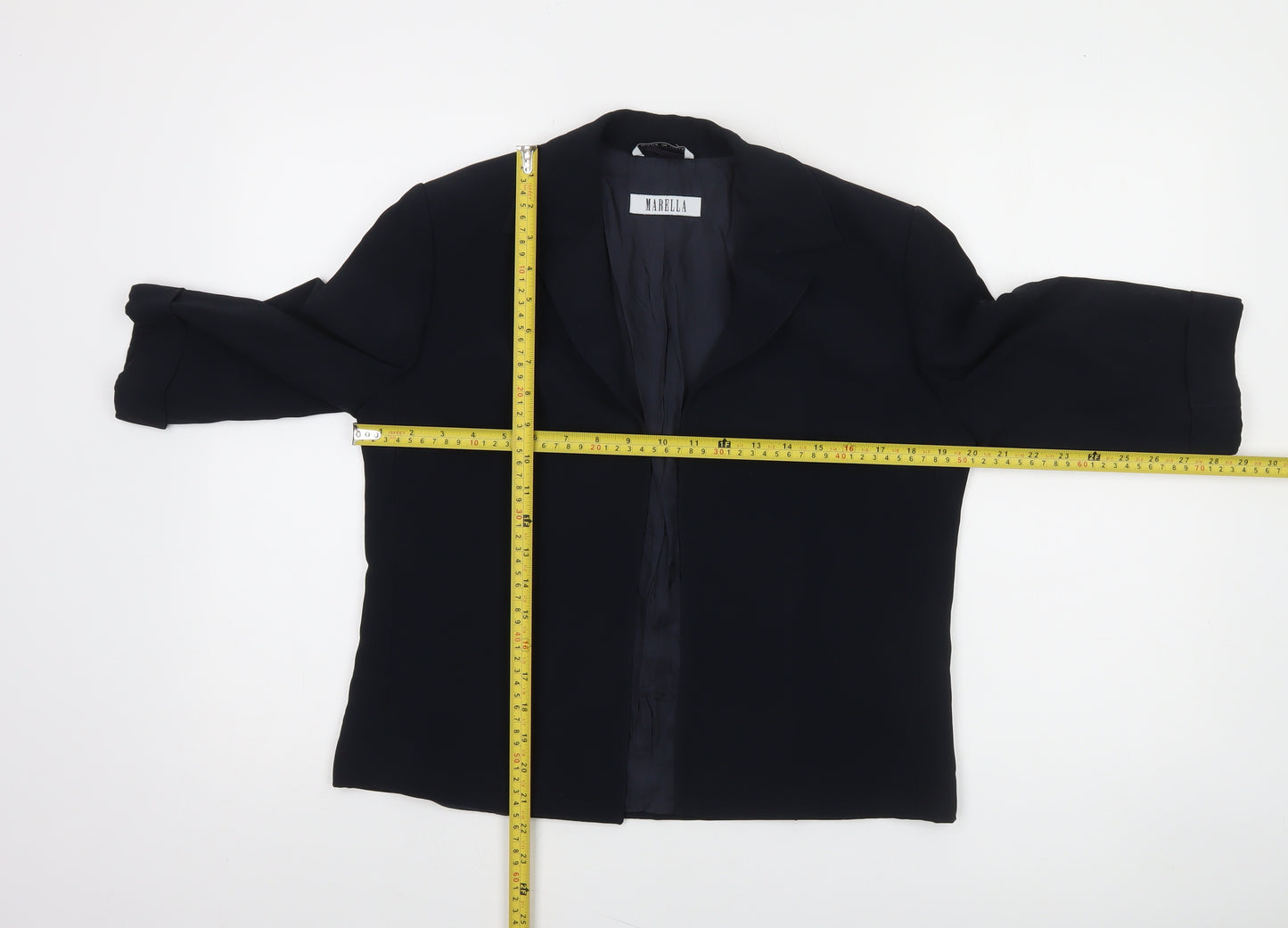 Marella Women's Black Regular Fit 3/4 Sleeve Lined Blazer Jacket UK 12