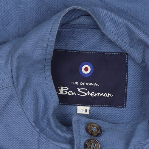 Ben Sherman Boys Blue Cotton Bomber Jacket 10-11 Years Full Zip Casual