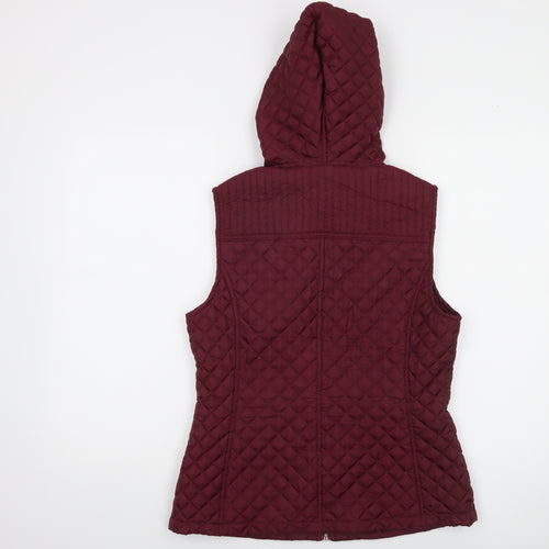 New Look Womens Red Quilted Hooded Waistcoat Size 12